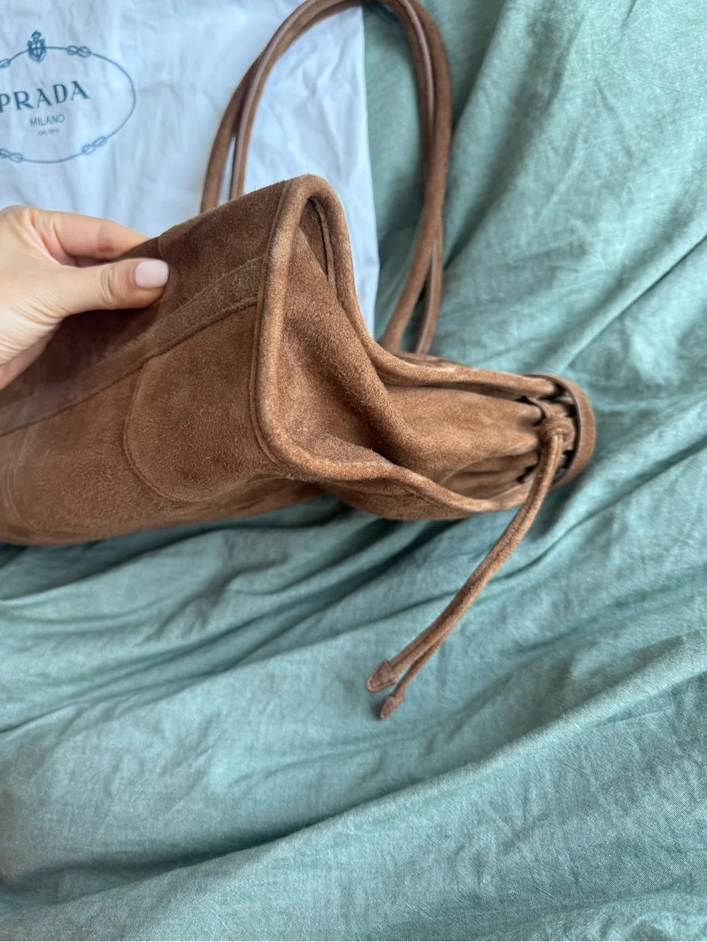 Prada Brown Bonnie Large Suede Handbag